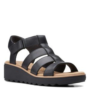 Clark's Womens Jillian Quartz Black Leather Sandal
